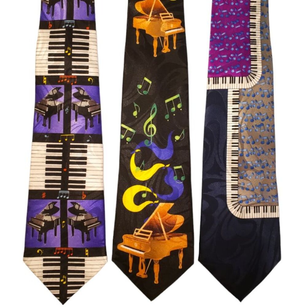 Piano Keys Music Ties #100 - Lot of 3 Novelty Neckties NWT Going out of Business